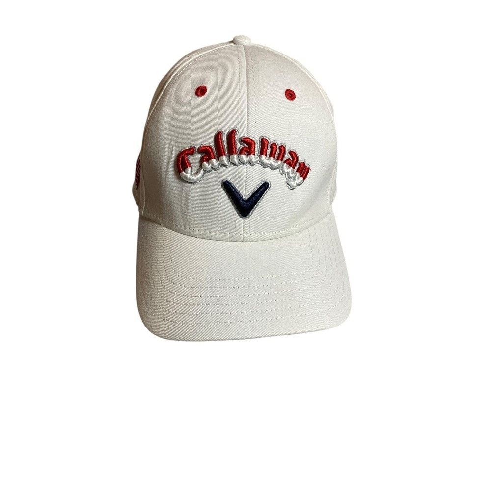 Callaway Golf UPF 30+ Weather Series Strapback Adjustable Hat Cap Red White Blue